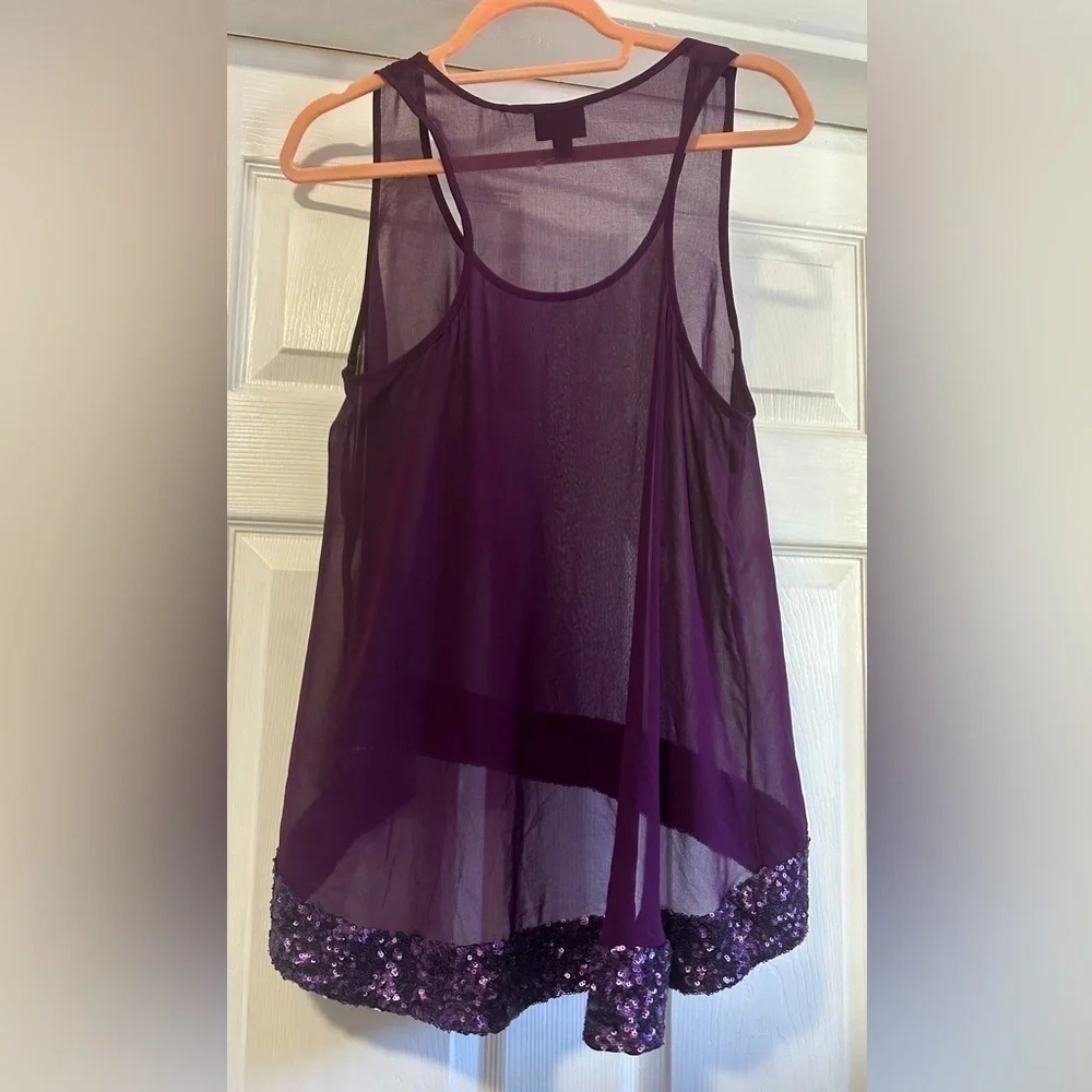 Mossimo Purple Sheer top with Sequin - Picture 4 of 9